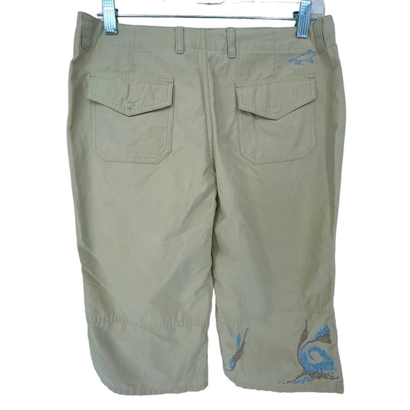 Horny Toad khaki embroidered surf print peddle pushers, 6 - Picture 2 of 15